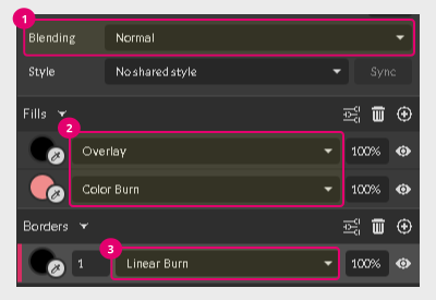 Blending modes options in Gravit Designer