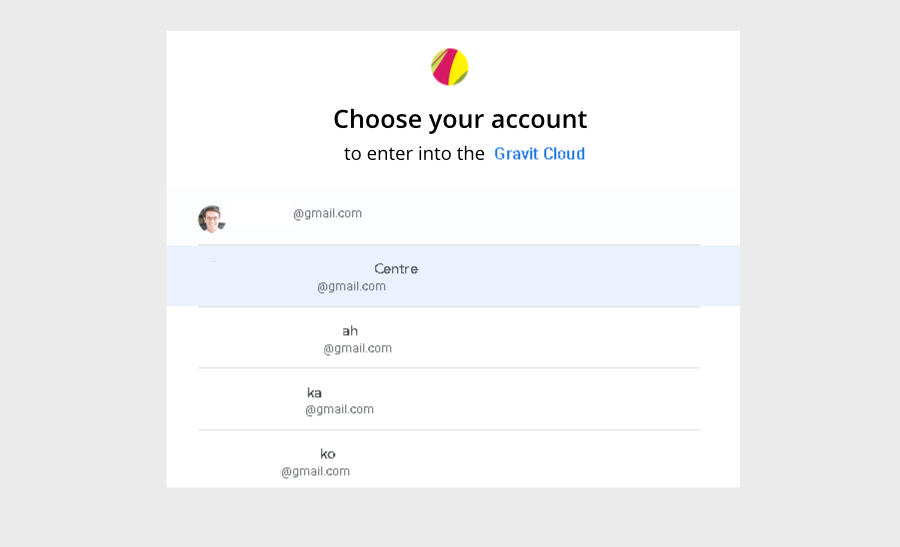 Choose the google account