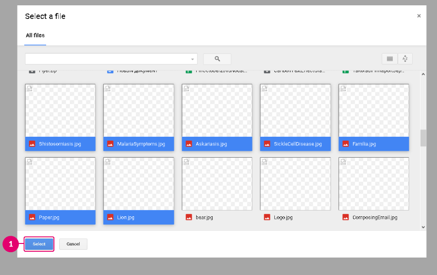 Select Multiple files from Goog;e drive