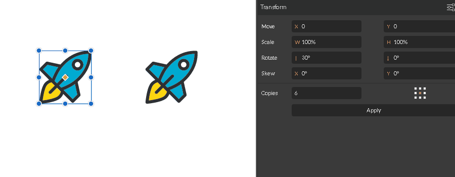 transform custom reference point map in action