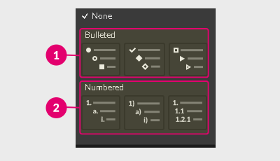 Two types of lists in Gravit Designer