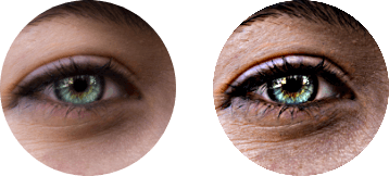 Unsharp effect before and after