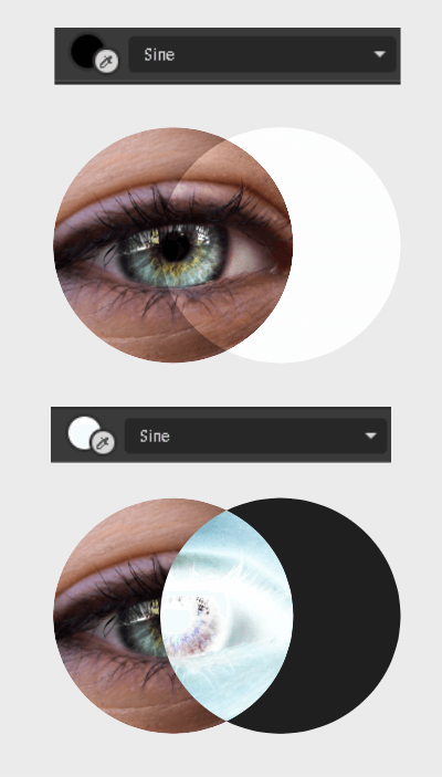 Sine black and white colors example
